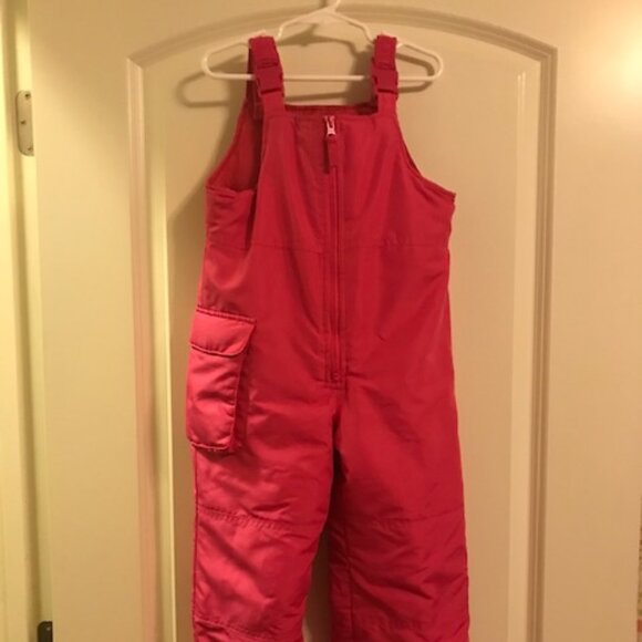 London Fog Zip Up Snow Bibs Overalls Girls Hot Pink Size 8 - Picture 1 of 3